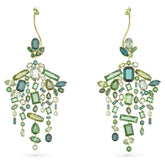 Gema Earrings, Chandelier, Green, Gold-tone Plated